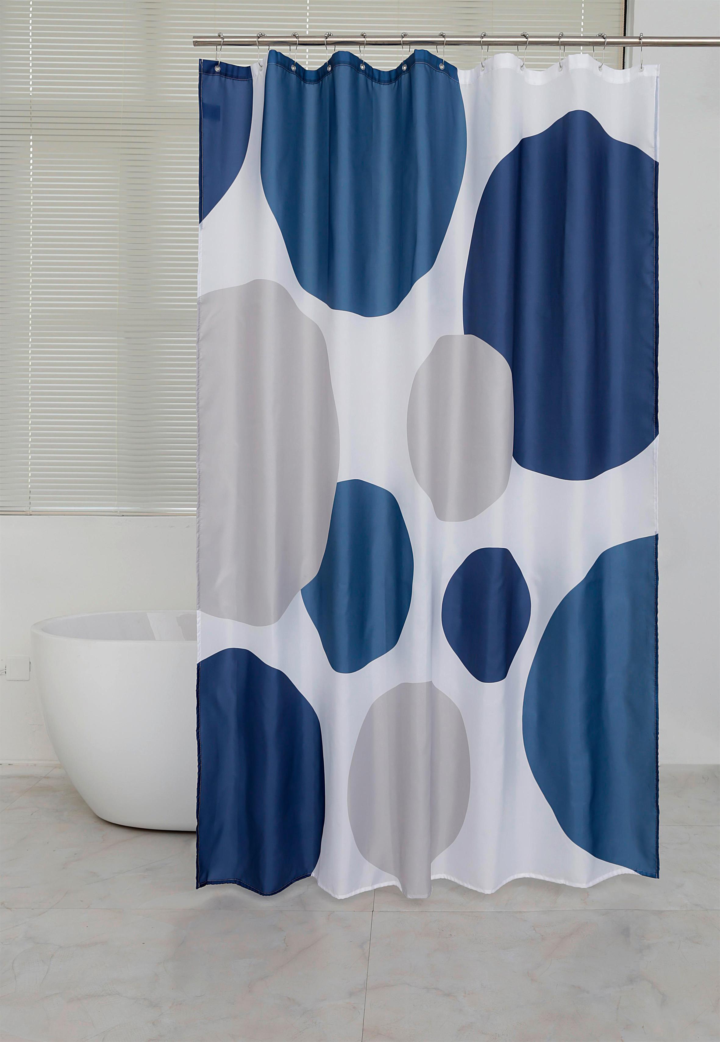 Duschvorhang Svenja 180x200 cm Weiß/Blau Halbtransparent - Blau/Weiß, MODERN, Textil (180/200cm) - Luca Bessoni