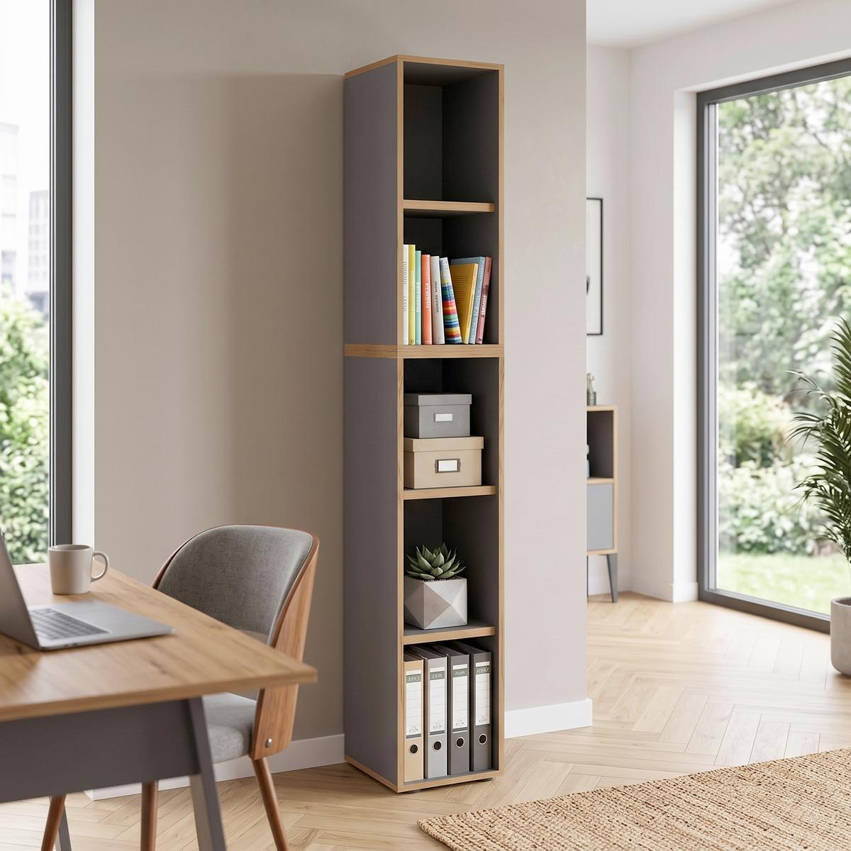 REGÁL NA DOKUMENTY SALIA B30 - černá/antracitová, Design, kompozitní dřevo/plast (30/183/33cm) - P & B