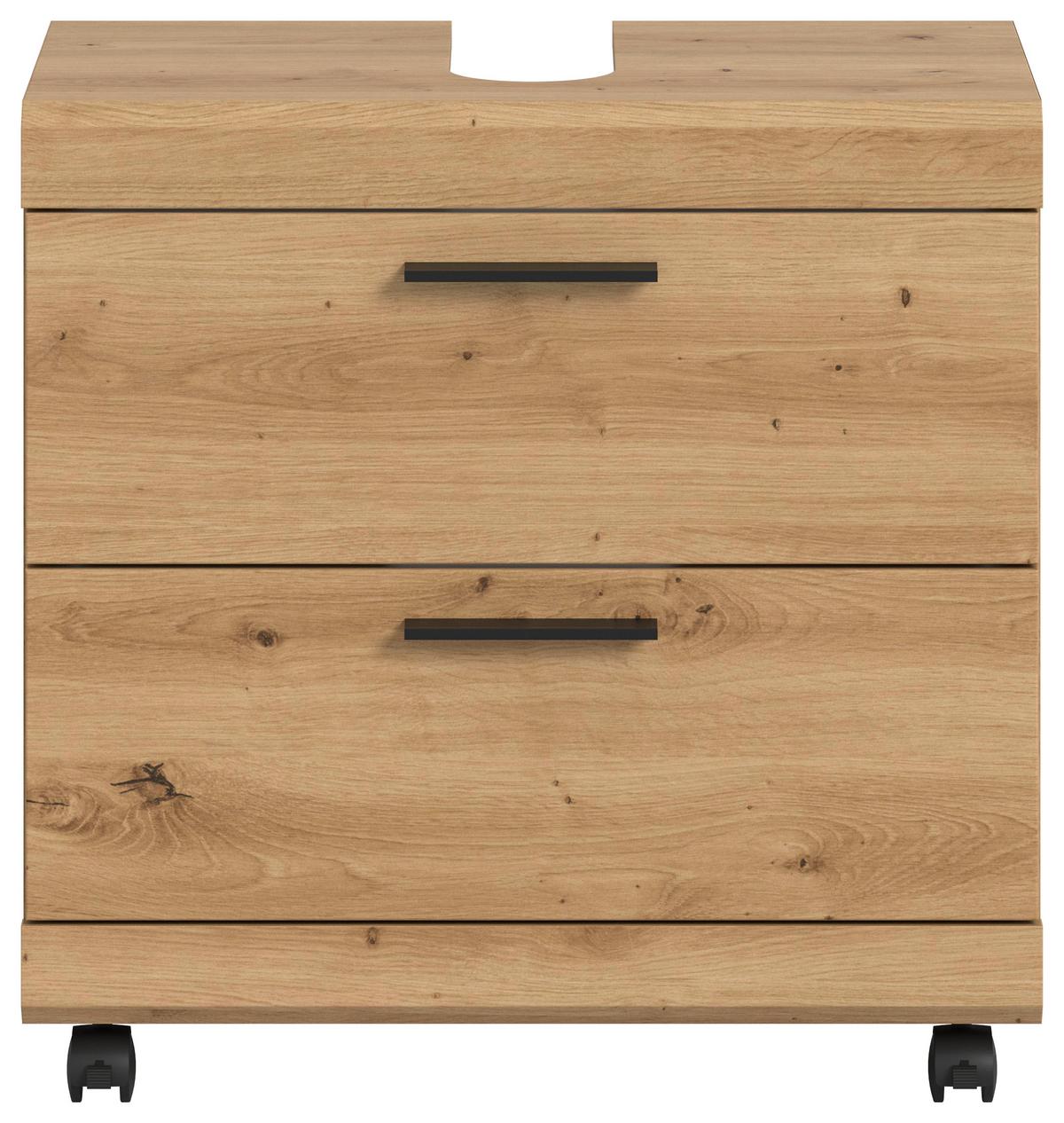 Waschbeckenunterschrank Scout Eiche Artisan Dekor B: 60cm - Schwarz/Eiche Artisan, Trend, Holzwerkstoff (60/60/34cm) - MID.YOU