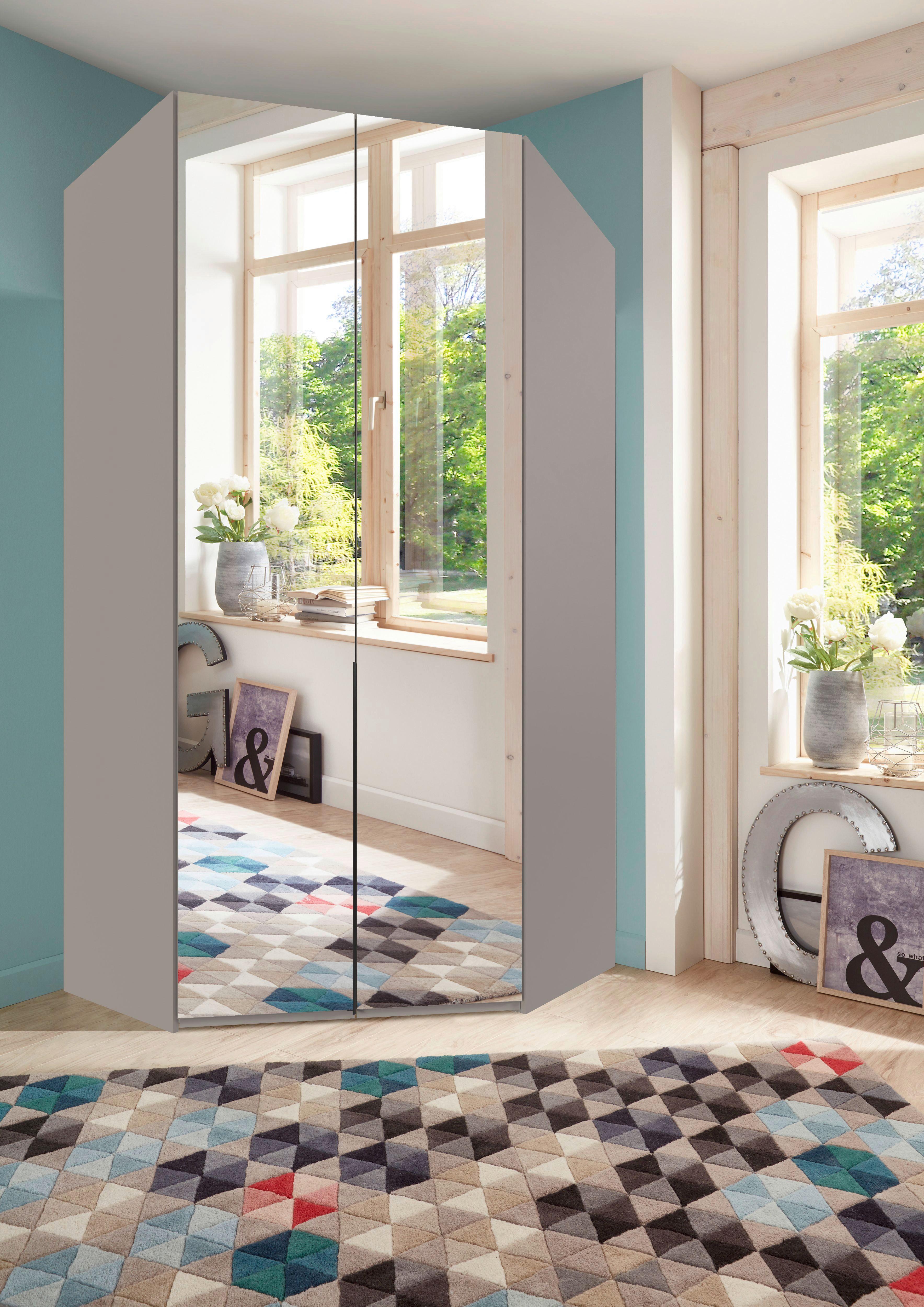 Eckkleiderschrank Ny A Black Grau/Sahara B: 120 cm - Grau/Sahara, MODERN, Glas/Holzwerkstoff (120/236/120cm) - MID.YOU