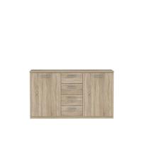 Sideboard 147 Cm Gloria, Sonoma Eiche Dekor - Schwarz/Sonoma Eiche, Basics, Holzwerkstoff/Kunststoff (147/84.3/41cm)