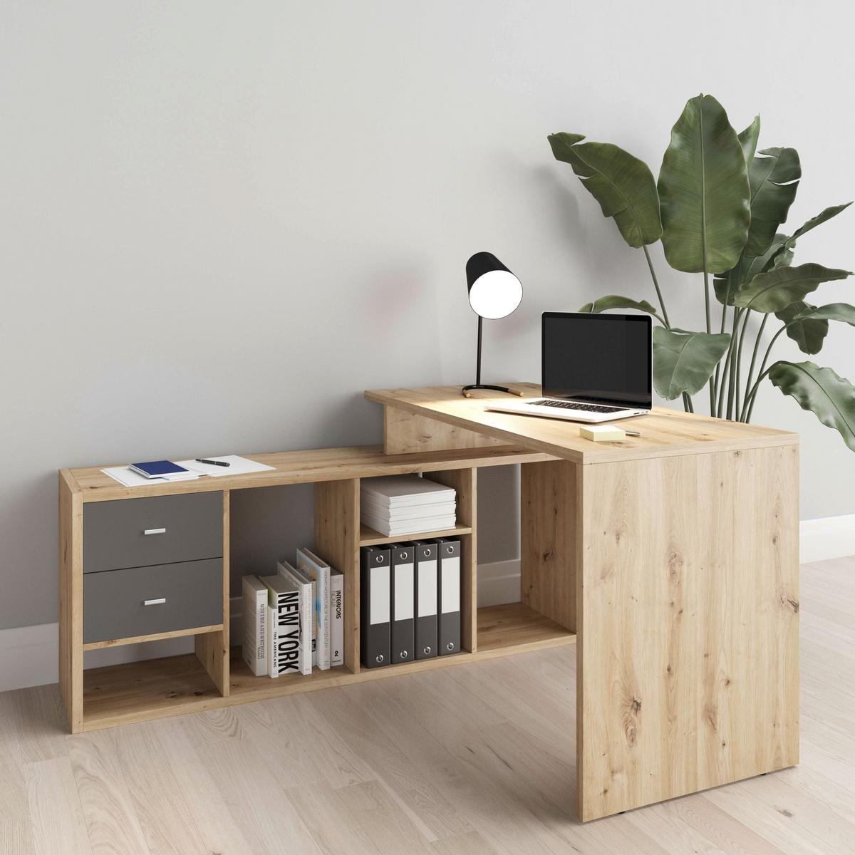 Schreibtisch Fortuna - Eichefarben, Basics, Holzwerkstoff (120/58/75cm) - MID.YOU