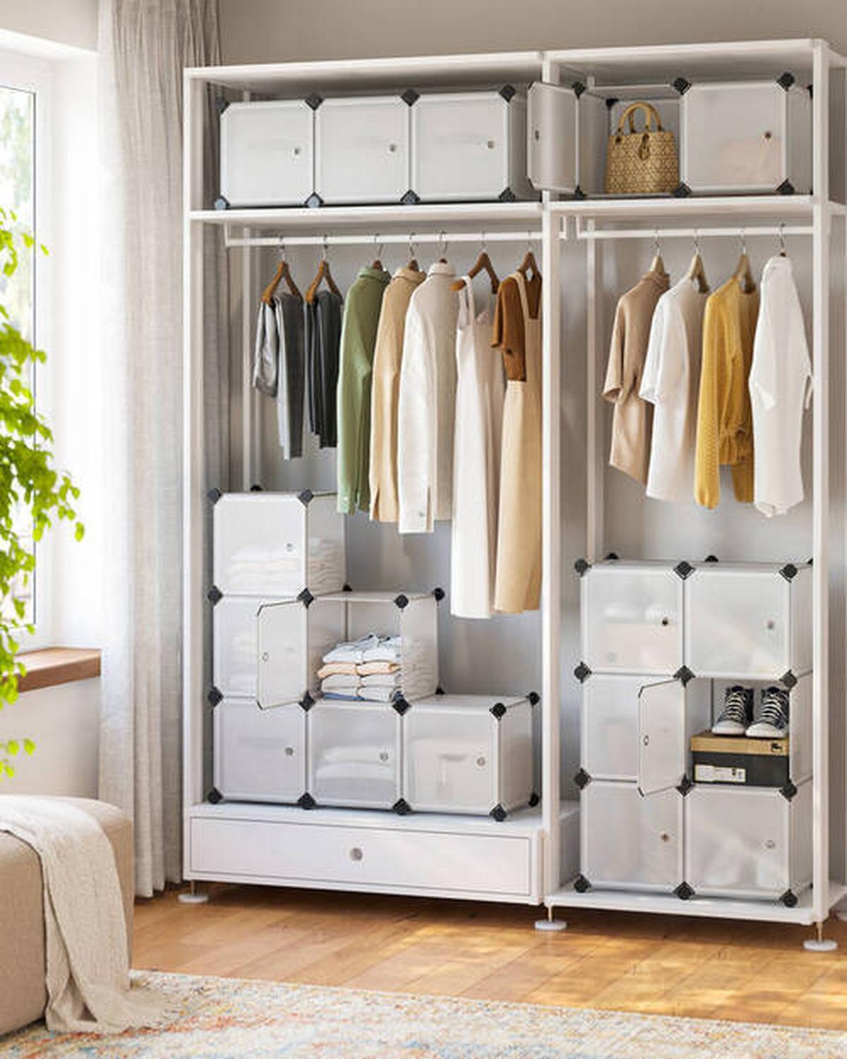 Regalkombination 16 Würfel B: 153 cm Metall/Weiß - Weiß, Basics, Kunststoff/Metall (153/153/31cm) - Boxxx