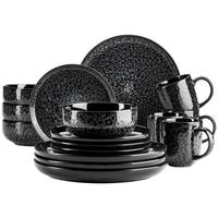 Kombiservice Flippa Steinzeug 4 Personen Geschirr Set - Schwarz, Trend, Keramik - Mäser