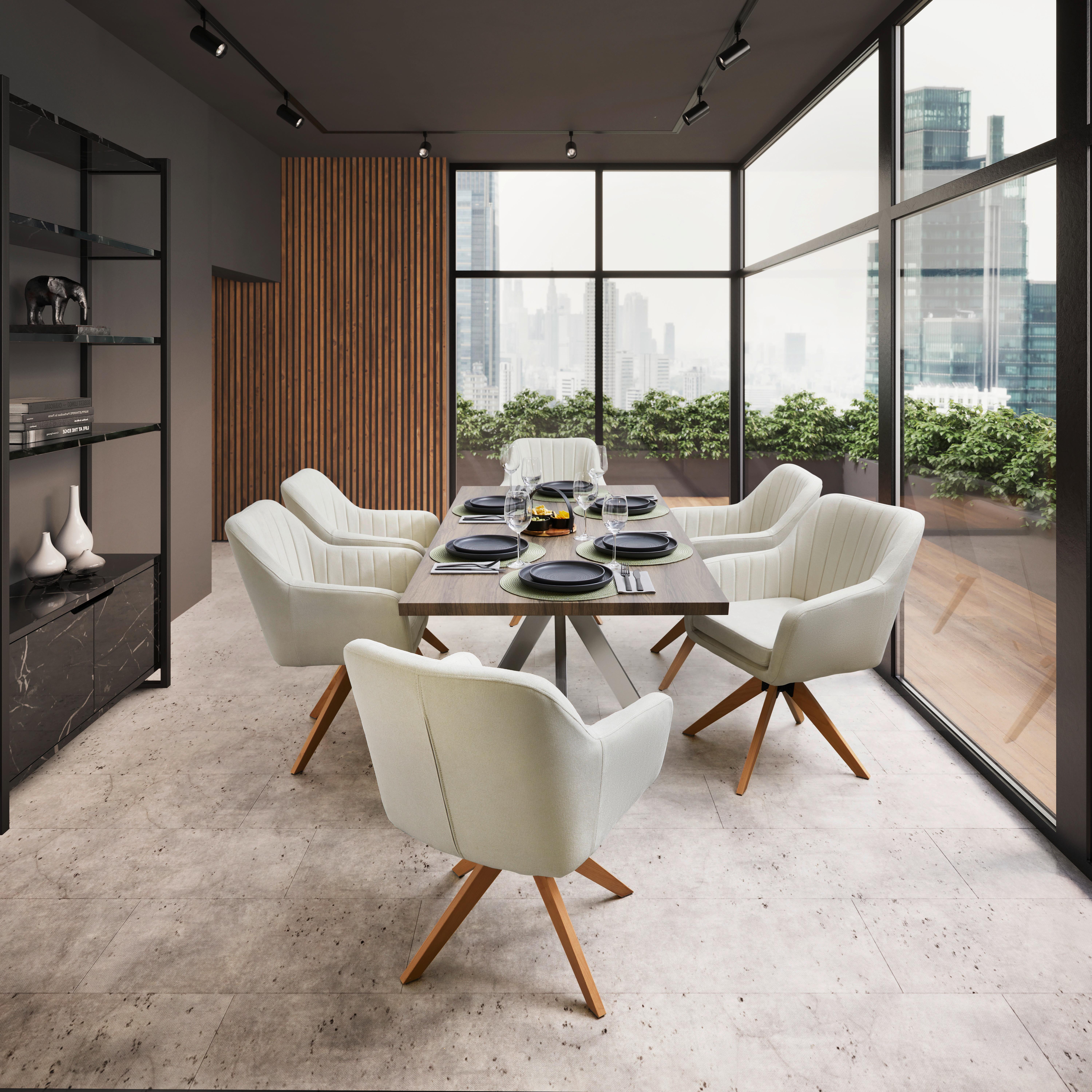 Jídelní Stůl Ilias 180x90 Cm - barvy stříbra/barvy vlašských ořechů, Moderní, kov/dřevo (180/90/76cm) - Bessagi Home