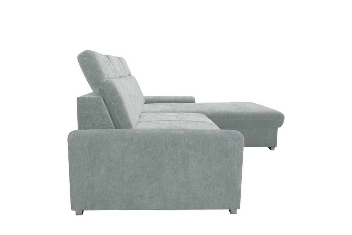 Rohová sedačka MALAGA, pravá, stříbrná žinylka - barvy stříbra/barvy chromu, Konvenční, kov/dřevo (286/203cm) - Ondega