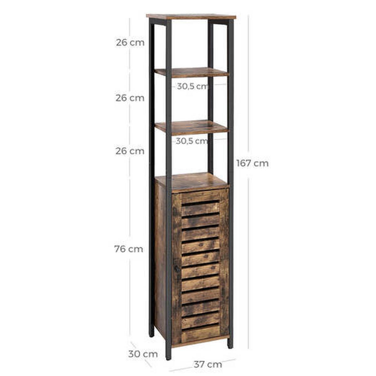 REGÁL RUSTIKAL - černá/hnědá, Trend, kov/kompozitní dřevo (37/167/30cm) - Boxxx