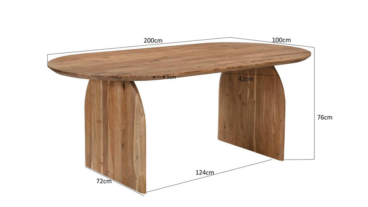 Esstisch Wave Oval Akazie Massiv, B: 200 cm - Naturfarben, ROMANTIK / LANDHAUS, Holz (200/76/100cm)