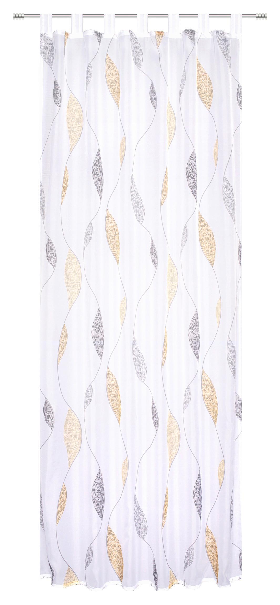 Vorhang Mit Schlaufen Und Band Paolo 140x255 Cm Gelb/weiß - Gelb/Orange, MODERN, Textil (140/255cm) - Luca Bessoni