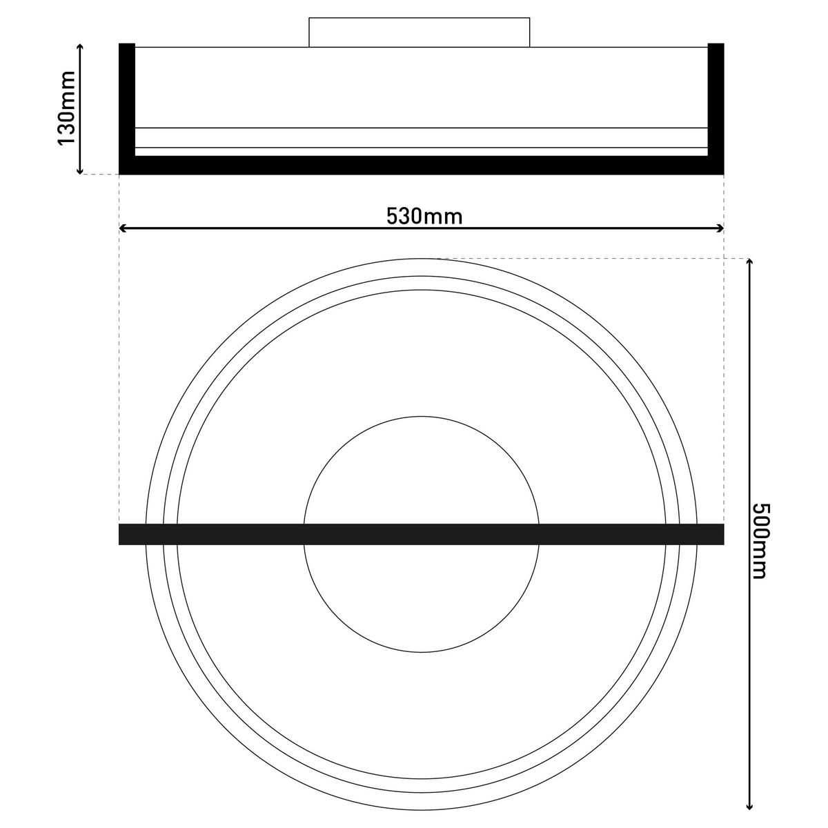 LED-Deckenleuchte inkl. Fernbedienung - Chromfarben/Schwarz, Design, Metall (53,2/50/13,7cm) - Näve