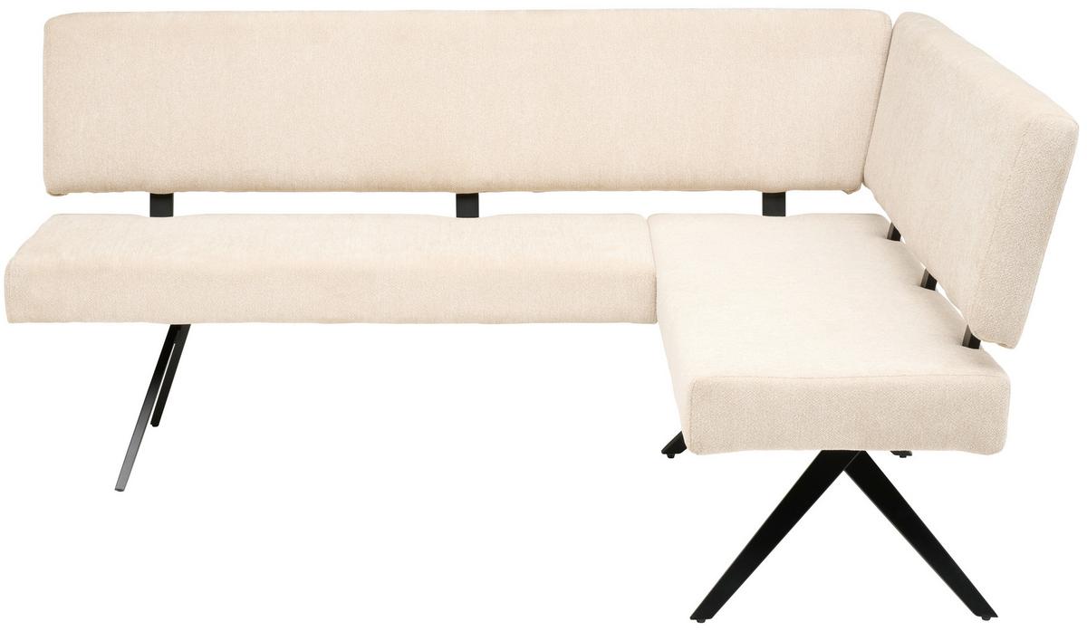 Eckbank Chios - Beige/Schwarz, KONVENTIONELL, Textil/Metall (190/150cm) - MID.YOU