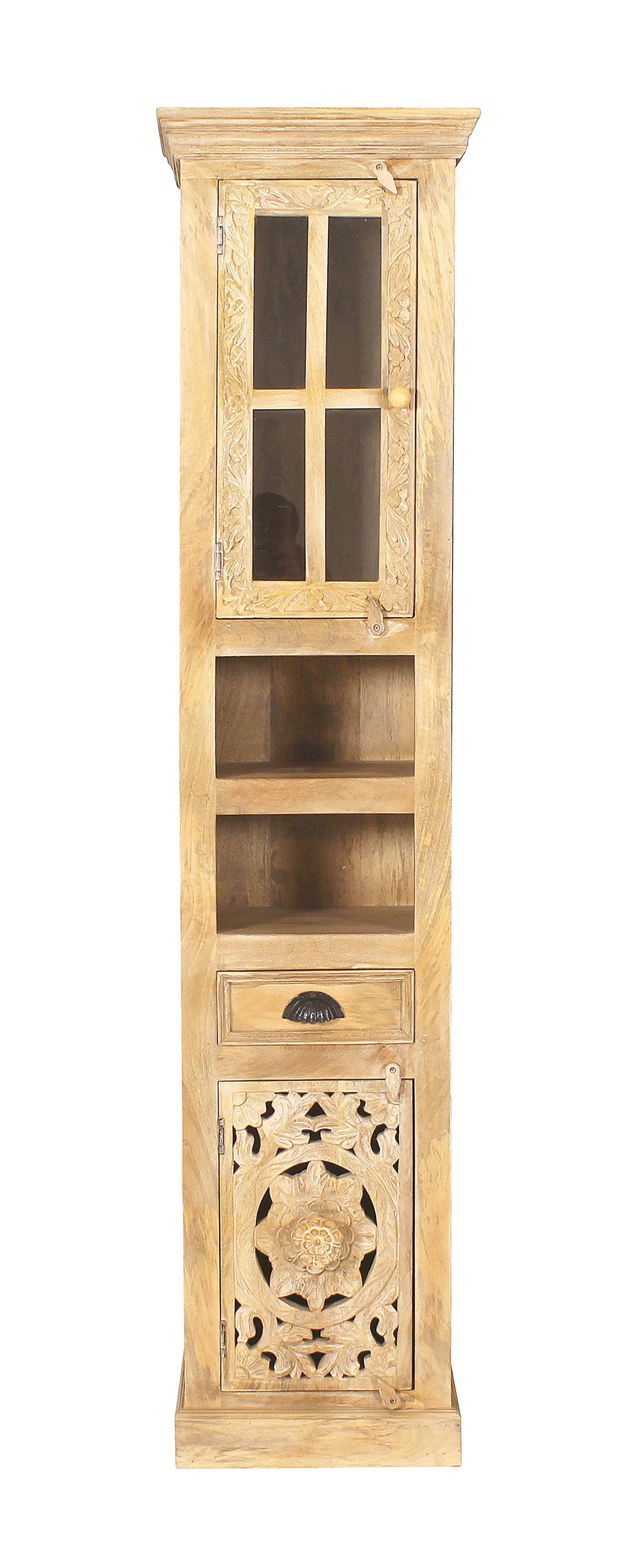 Hochschrank Mangoholz B: 44cm - Naturfarben, Design, Glas/Holz (44/188/35cm) - MID.YOU