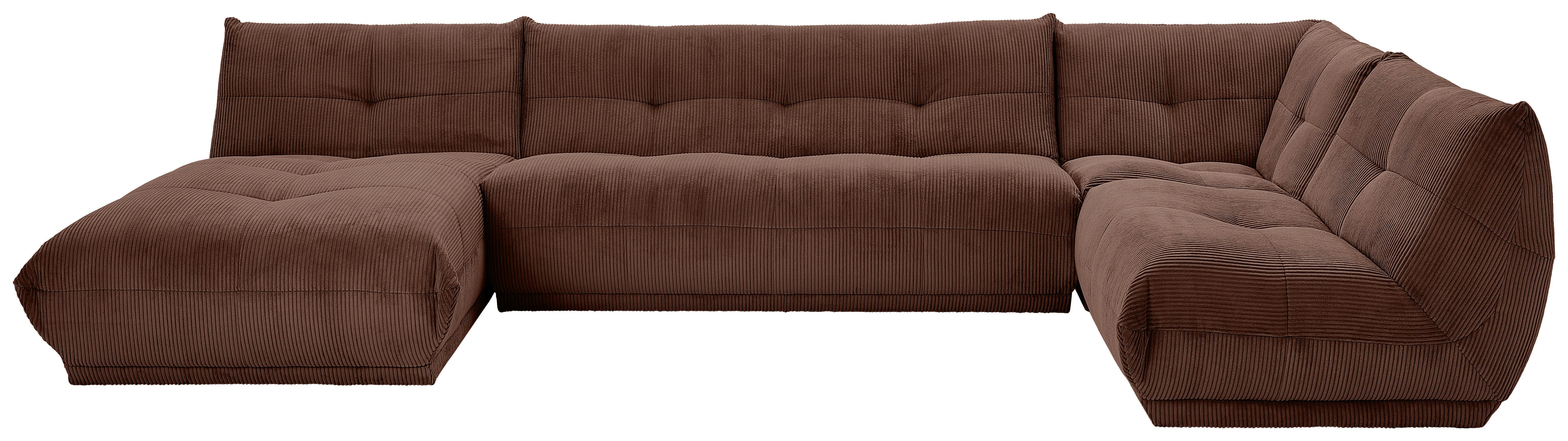Wohnlandschaft Giselle Braun Cord - Braun, Trend, Textil (185/390/210cm) - Livetastic