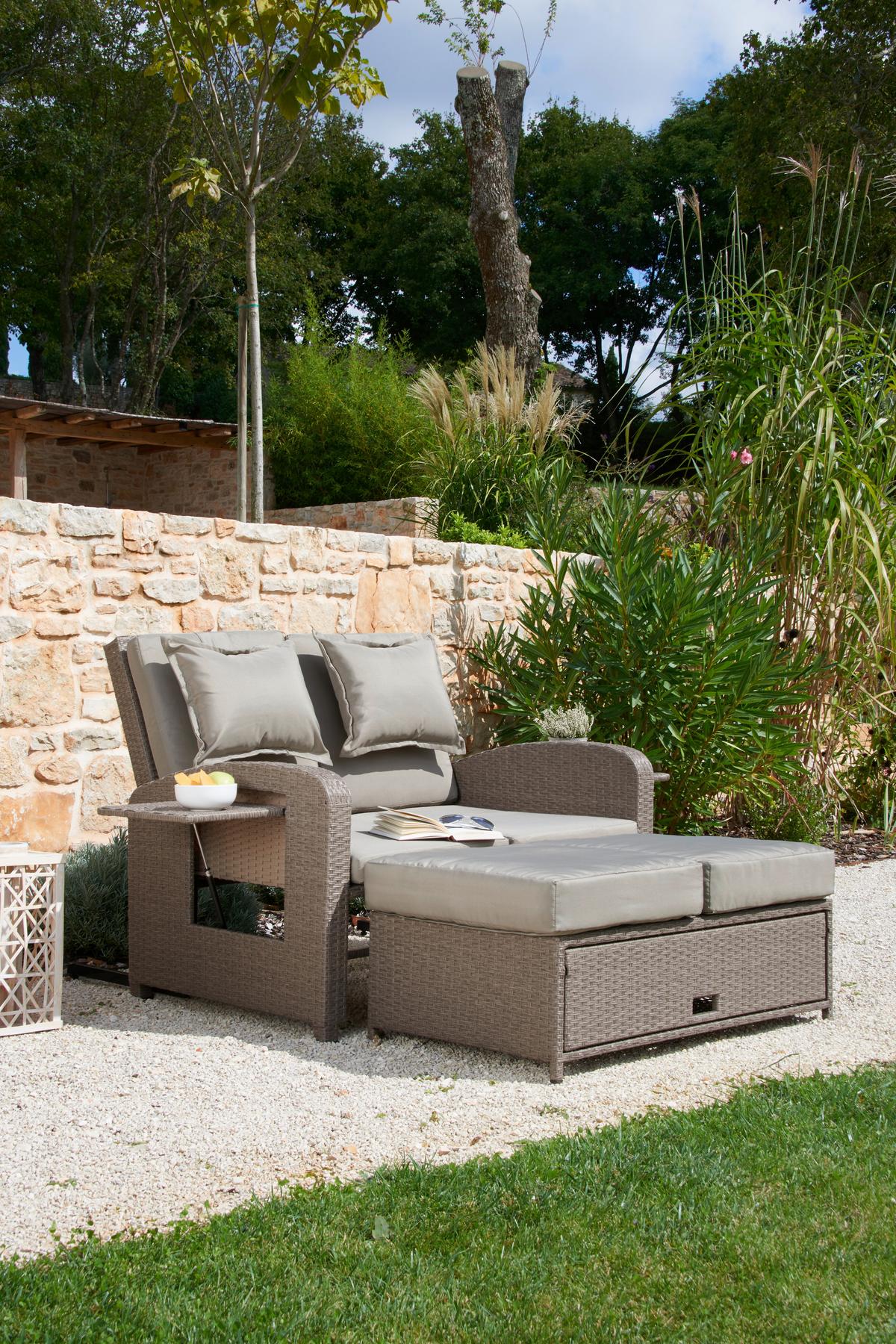 Lounge Kanapé Bahia - barna/szürke, Modern, műanyag/textil (117/95/74cm) - Greemotion