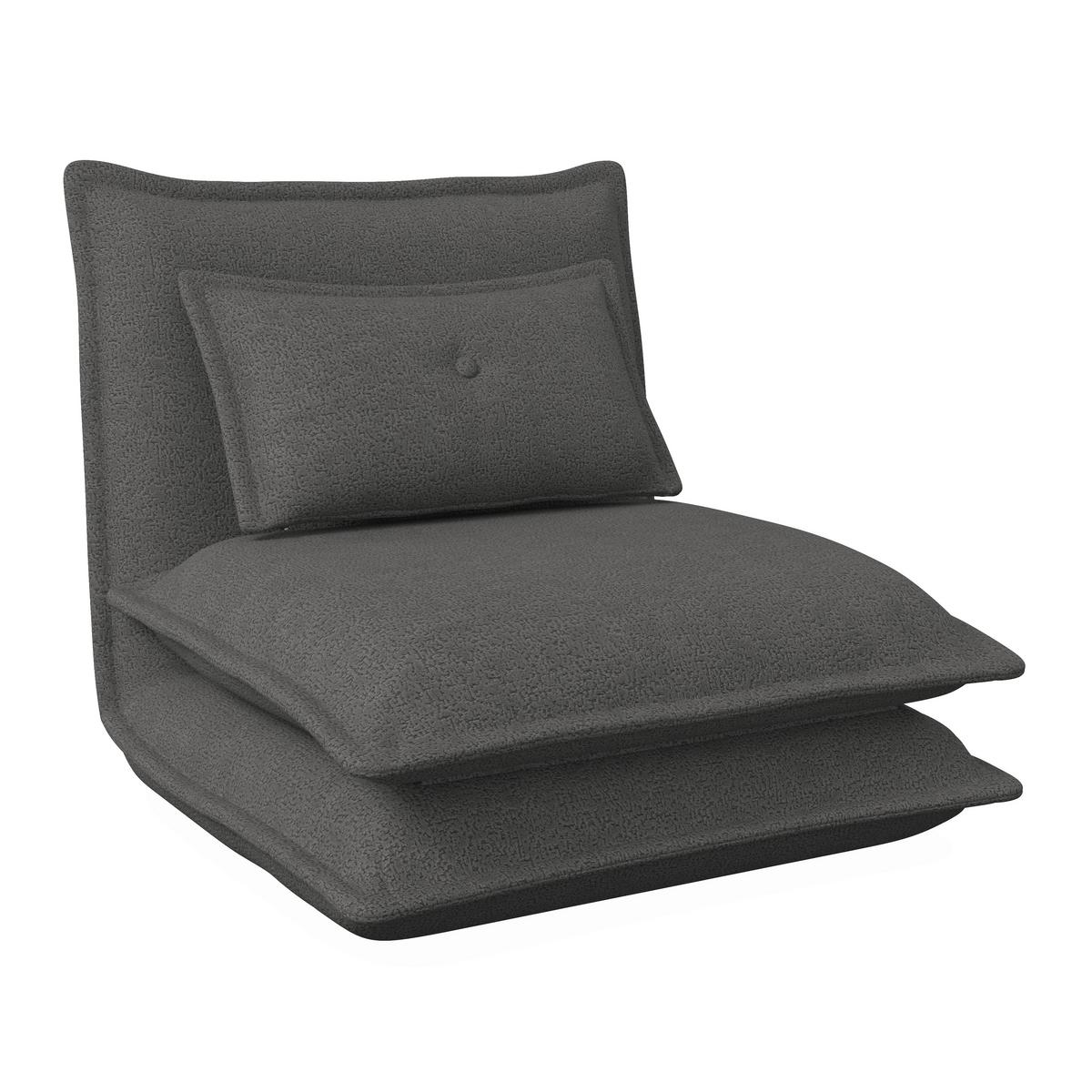 Rozkladacie kreslo TAMARA, tmavosivé buklé, max. 120 kg - tmavosivá, Modern, kov/textil (82/31/69cm) - Bessagi Home