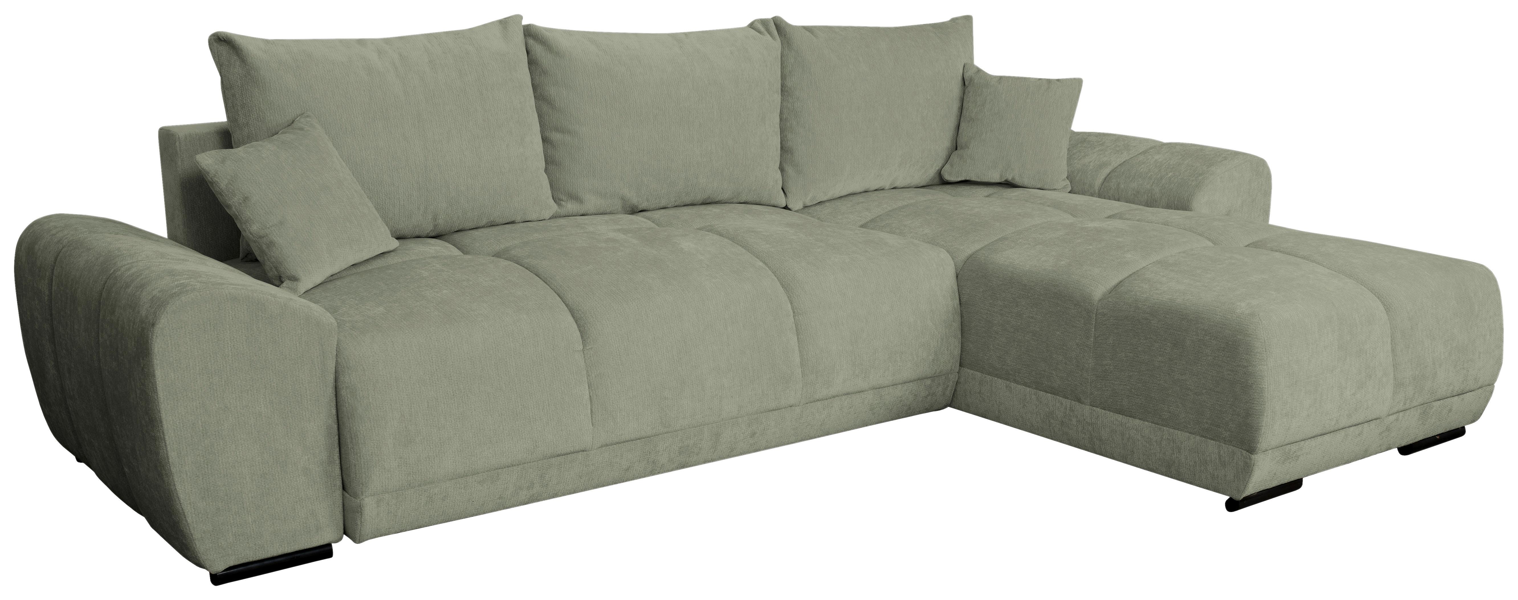 Rohová sedačka BONN, obojstranná,mätovozel.ženilka - čierna/mätovozelená, Modern, textil/plast (296/182cm)