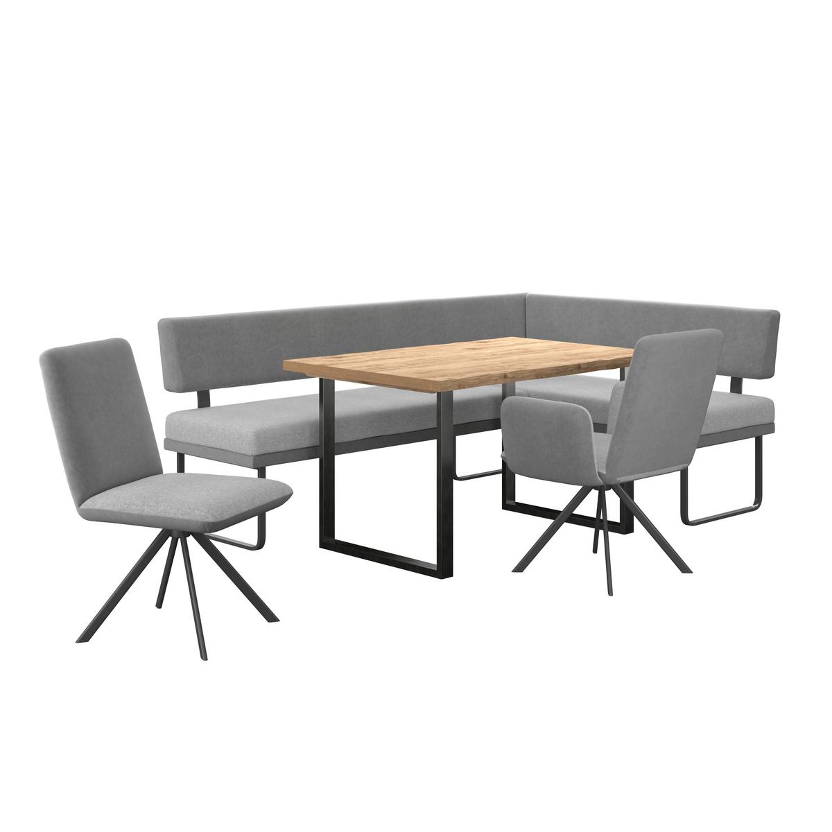 Eckbank Kian Webstoff Grau, S: 233x164cm - Schwarz/Grau, Trend, Textil/Metall (233/164cm)