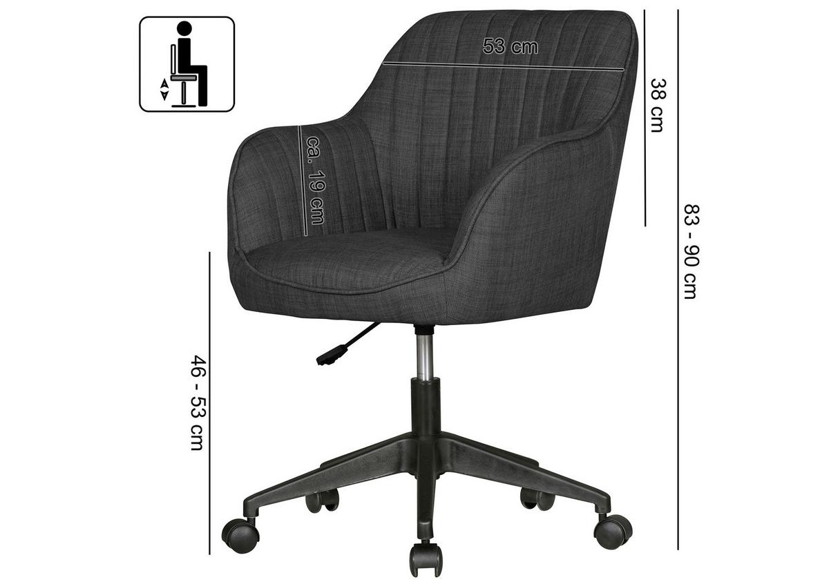Stolička MARA antracitová - čierna/antracitová, Modern, textil/plast (65/83/65cm) - MID.YOU
