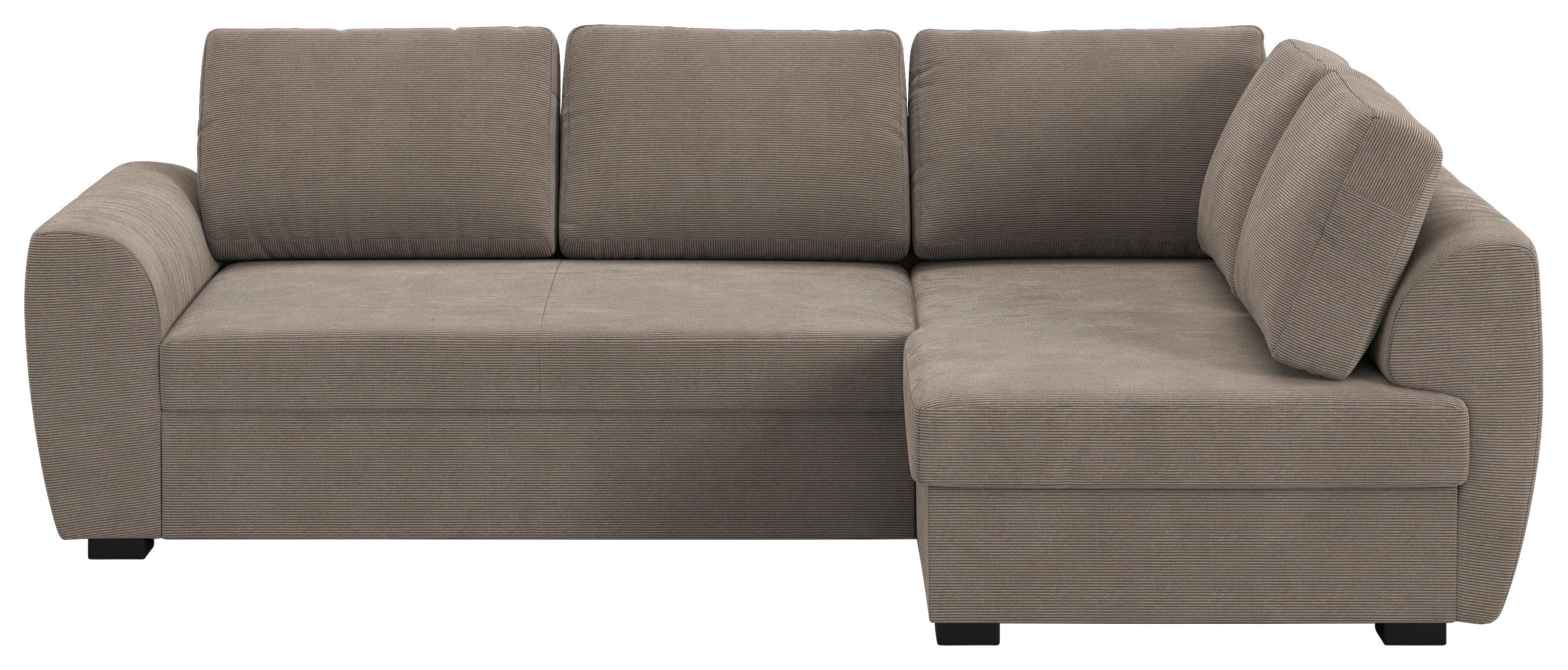 Ecksofa mit Bettfunktion Drift Cord taupe, B: 253cm - Taupe/Schwarz, Trend, Textil (253/86/154cm)