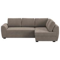 Ecksofa mit Bettfunktion Drift Cord taupe, B: 253cm - Taupe/Schwarz, Trend, Textil (253/86/154cm)