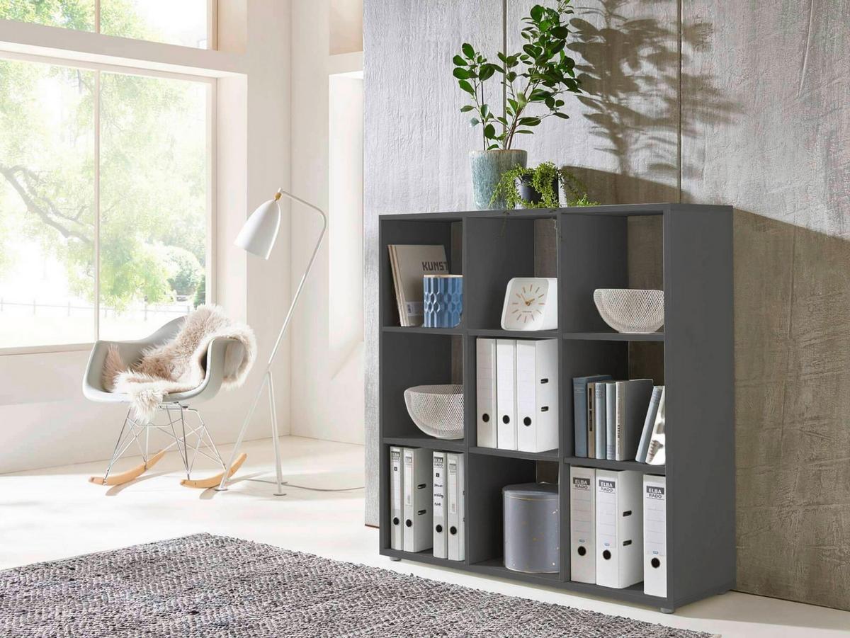 Aktenregal Nizza Anthrazit B: 106,5cm - Anthrazit/Silberfarben, MODERN, Holzwerkstoff (106,5/108,5/33cm) - MID.YOU