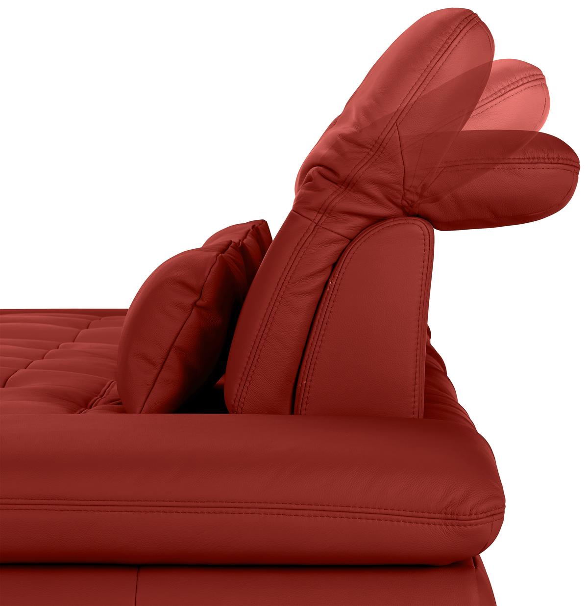 Rohová sedačka SANFINO, ľavá, červená pravá koža - chrómová/červená, Konventionell, kov/koža (199/79-96/305cm) - Premium Living