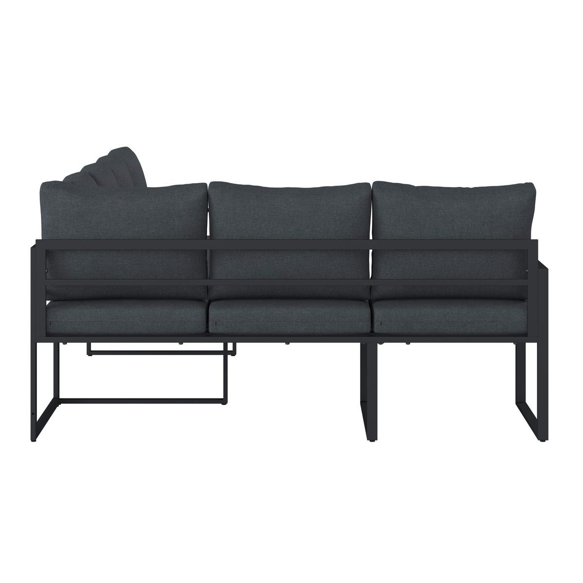 Loungegarnitur 4-tlg Bologna Metall/textil/glas Mit Kissen - Anthrazit/Grau, MODERN, Glas/Textil - Beldano