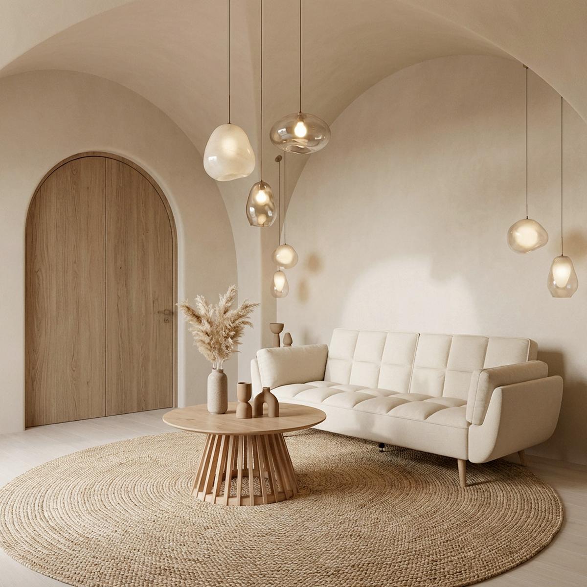 Rozkládací pohovka CORA, krémová, max. 360 kg - krémová/přírodní barvy, Moderní, dřevo/textil (214/92/81cm) - Bessagi Home