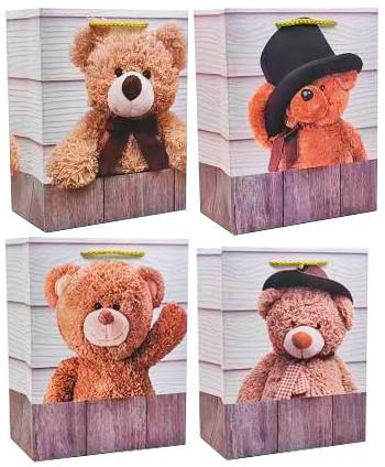 Geschenktasche Teddy Größe: XL - Blau/Pink, Basics, Karton (31/42/12cm)