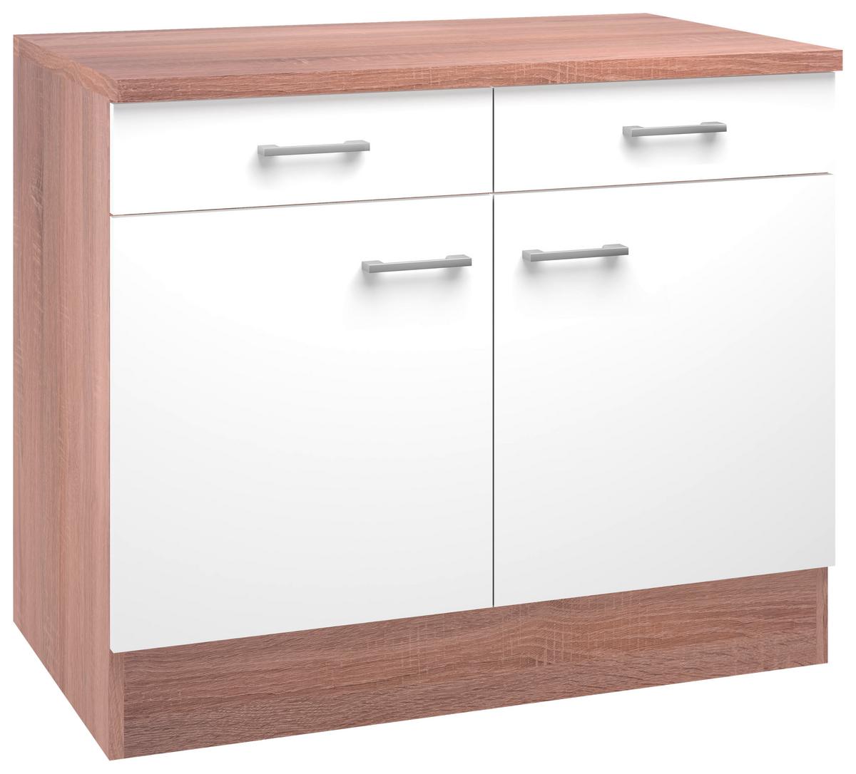 KUCHYŇSKÁ SPODNÍ SKŘÍŇKA SAMOA  US 100 - bílá/Sonoma dub, Konvenční, kompozitní dřevo/plast (100/85/57cm)