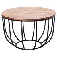 Konferenční stole WL5.677 masív - černá/barvy sheesham, Design, kov/dřevo (60/60/39cm) - MID.YOU