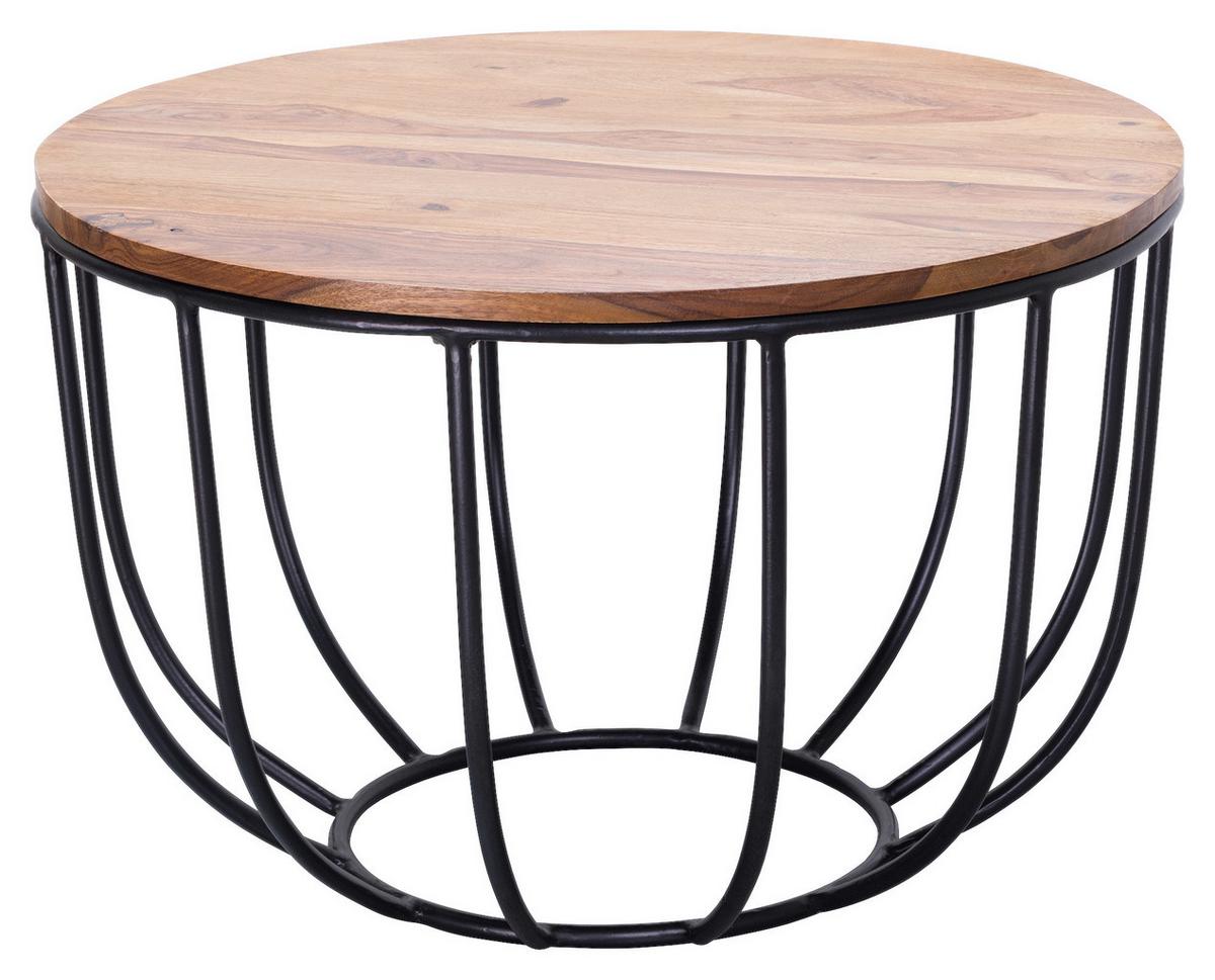 Konferenční stole WL5.677 masív - černá/barvy sheesham, Design, kov/dřevo (60/60/39cm) - MID.YOU