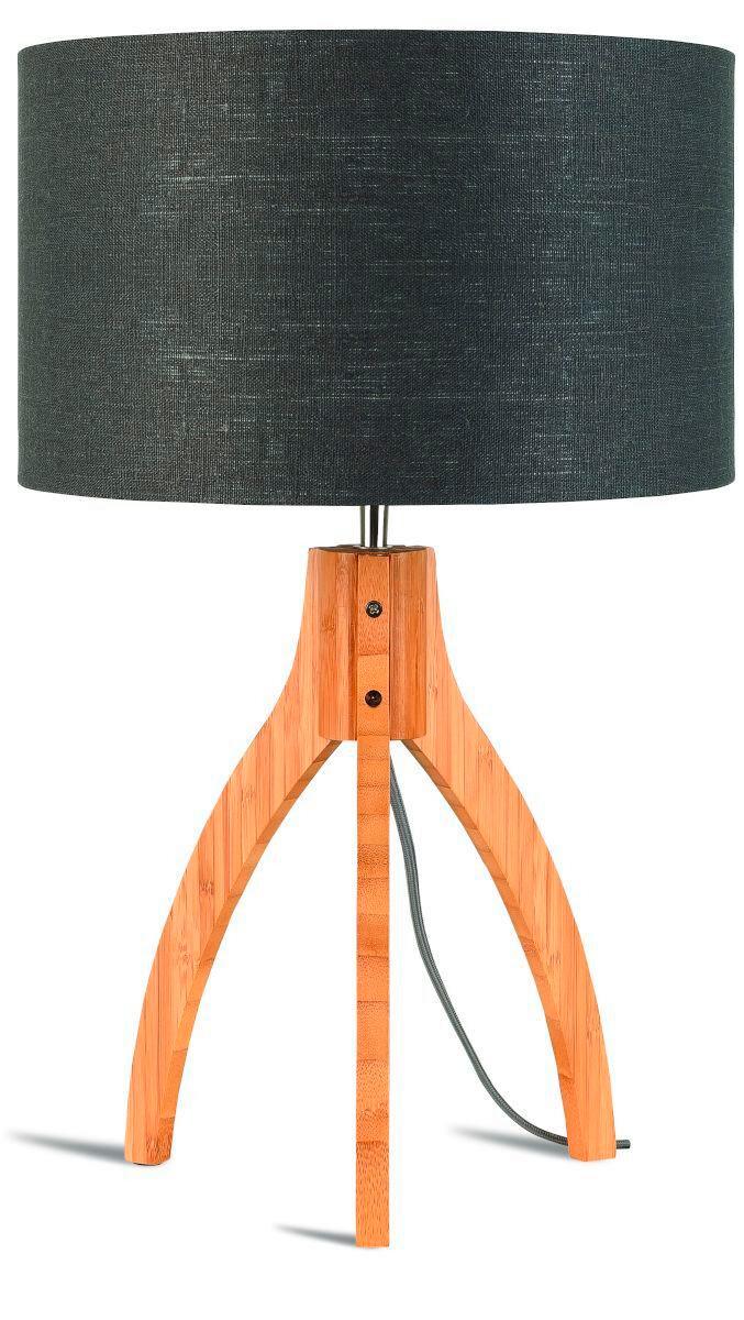 Tischleuchte Annapurna/T/3220/Dg - Dunkelgrau/Naturfarben, Trend, Holz/Textil (36/54cm) - Good & Mojo