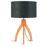 Tischleuchte Annapurna/T/3220/Dg - Dunkelgrau/Naturfarben, Trend, Holz/Textil (36/54cm) - Good & Mojo