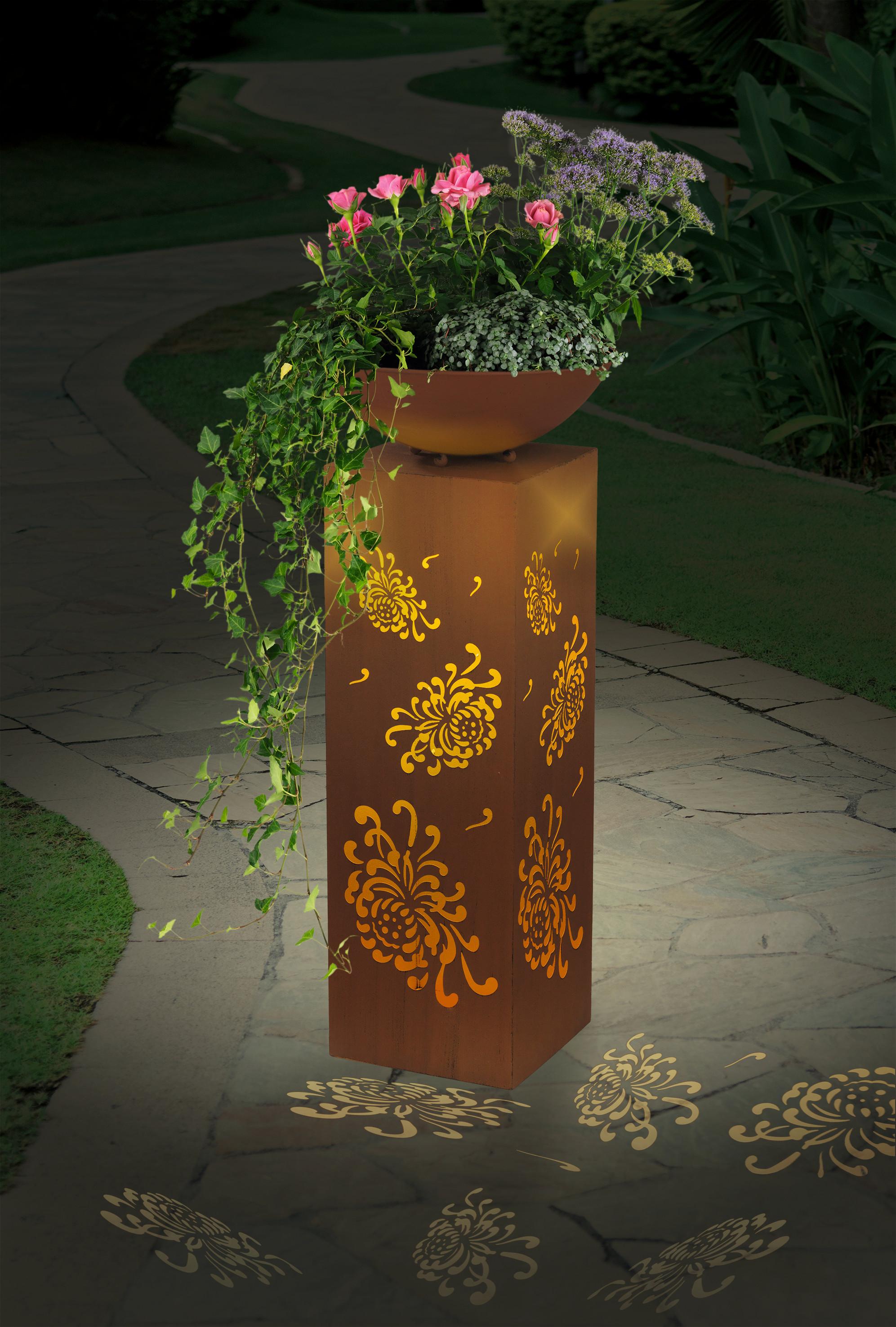 LED-Dekosäule mit Schale Garvida H: 87 cm - Rostfarben, Trend, Metall (34/87/34cm)