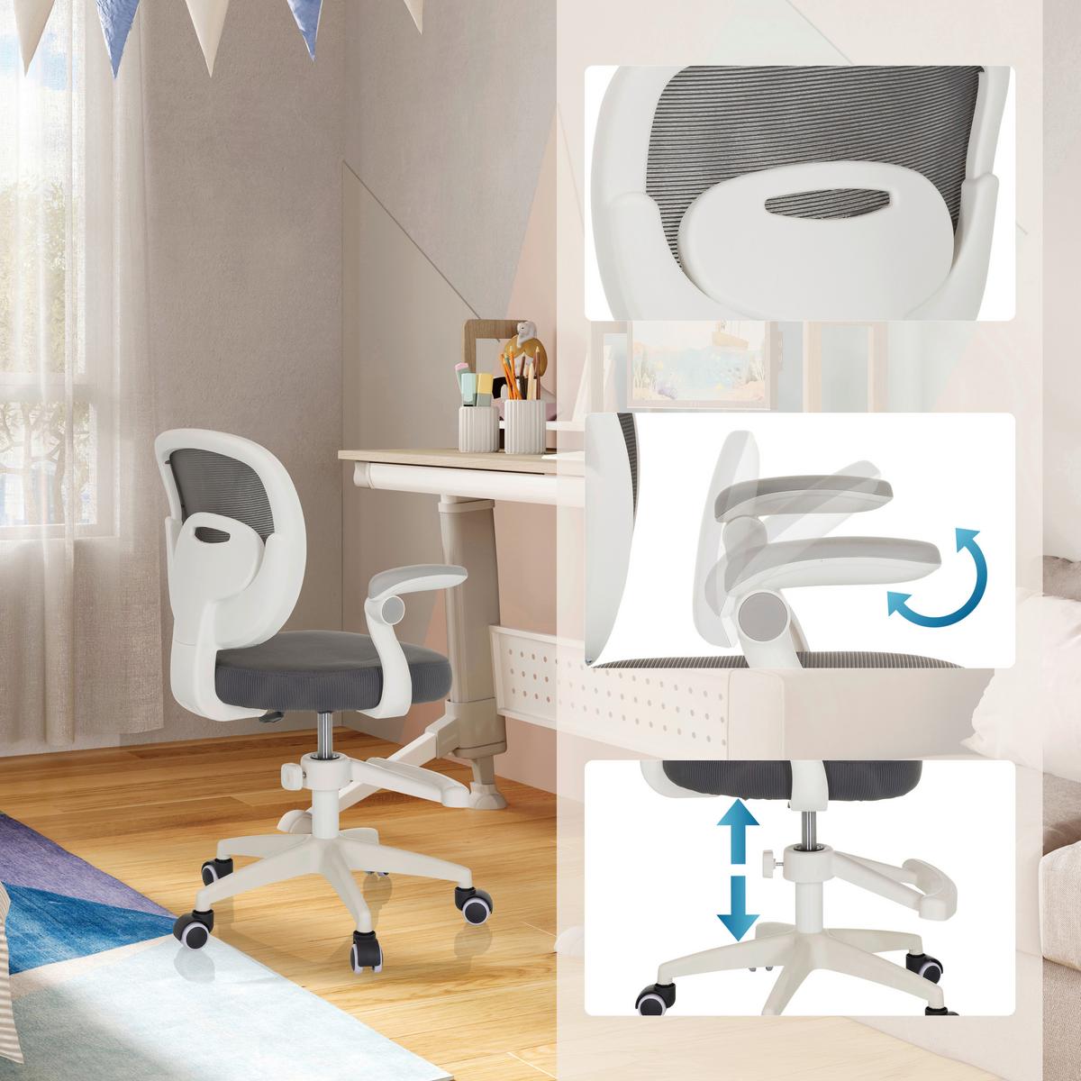 Jugenddrehstuhl Kiddy Smart Grau B: 61 cm - Rosa/Weiß, MODERN, Kunststoff/Textil (61/84-97/55cm) - MID.YOU