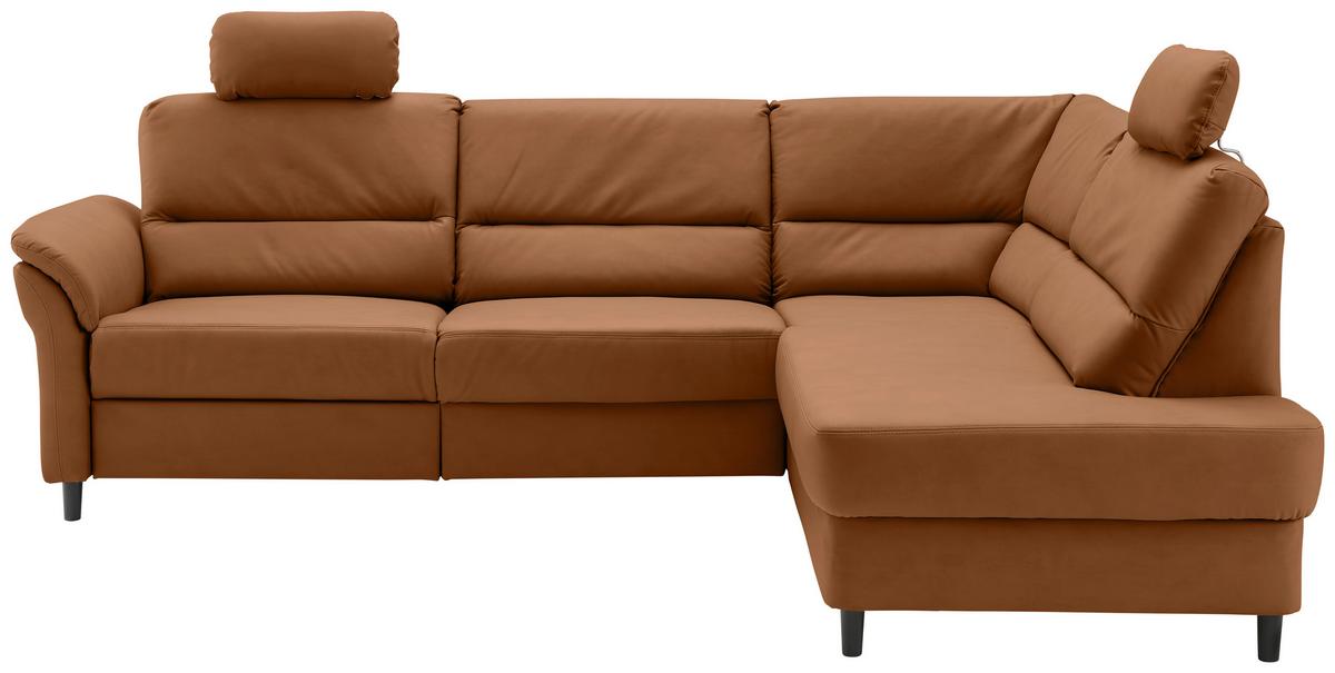 Ecksofa Cavoli, Cognac S: 266x190 cm - Cognac/Schwarz, MODERN, Textil (266/190cm) - Livetastic