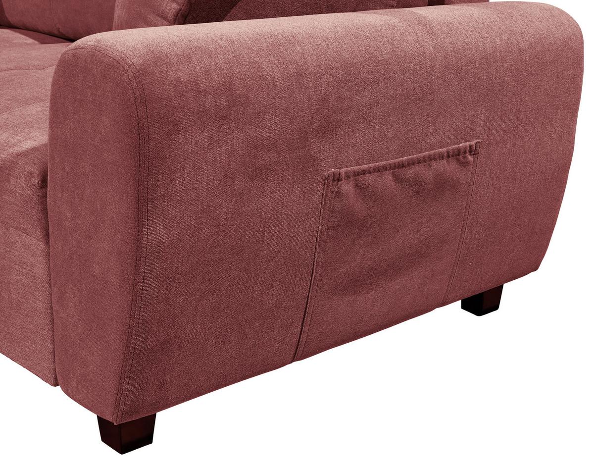 Ecksofa Inkl. Kissen + Hocker Lea, Polyester-Nylon - Beere/Schwarz, Basics, Holzwerkstoff/Textil (176/248cm) - MID.YOU