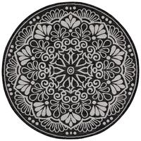 Webteppich Schwarz/Weiß Oumzy Rund Ø 133 cm - Schwarz/Weiß, Basics, Textil (133cm) - James Wood