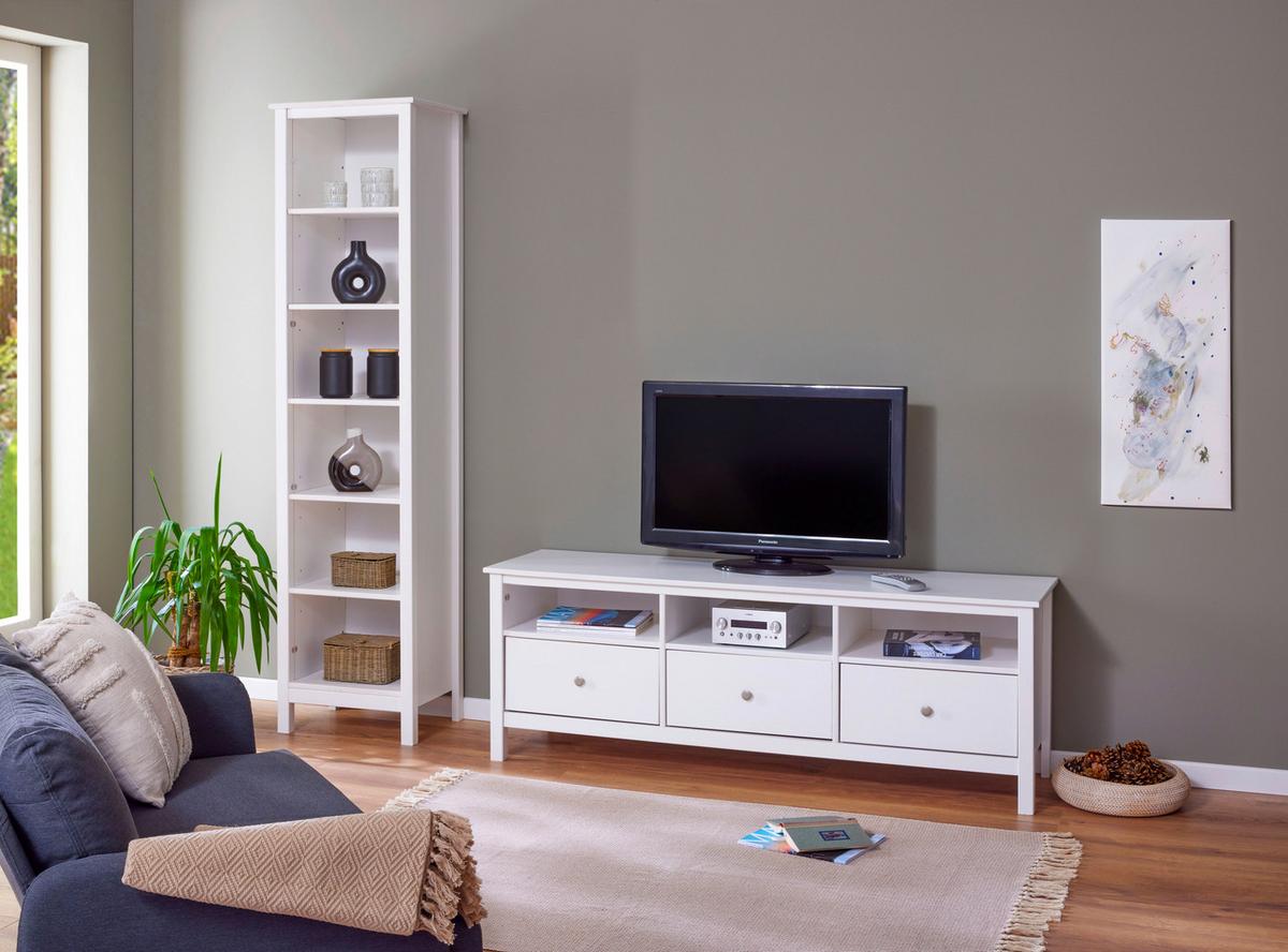 TV-Lowboard Chilly B: 160 cm Kiefer Massiv, Weiß - Weiß, Design, Holz (160/57/45cm) - Livetastic
