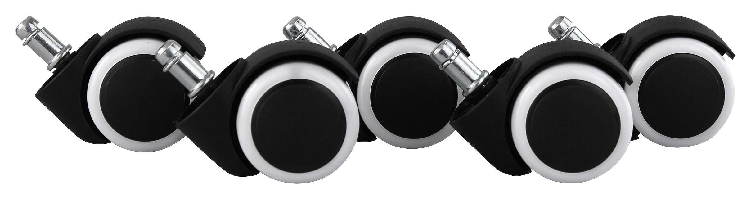 Bürostuhlrollen ø 5 cm Schwarz/Weiß 5er-Set - Schwarz/Weiß, Basics, Kunststoff (5cm) - MID.YOU