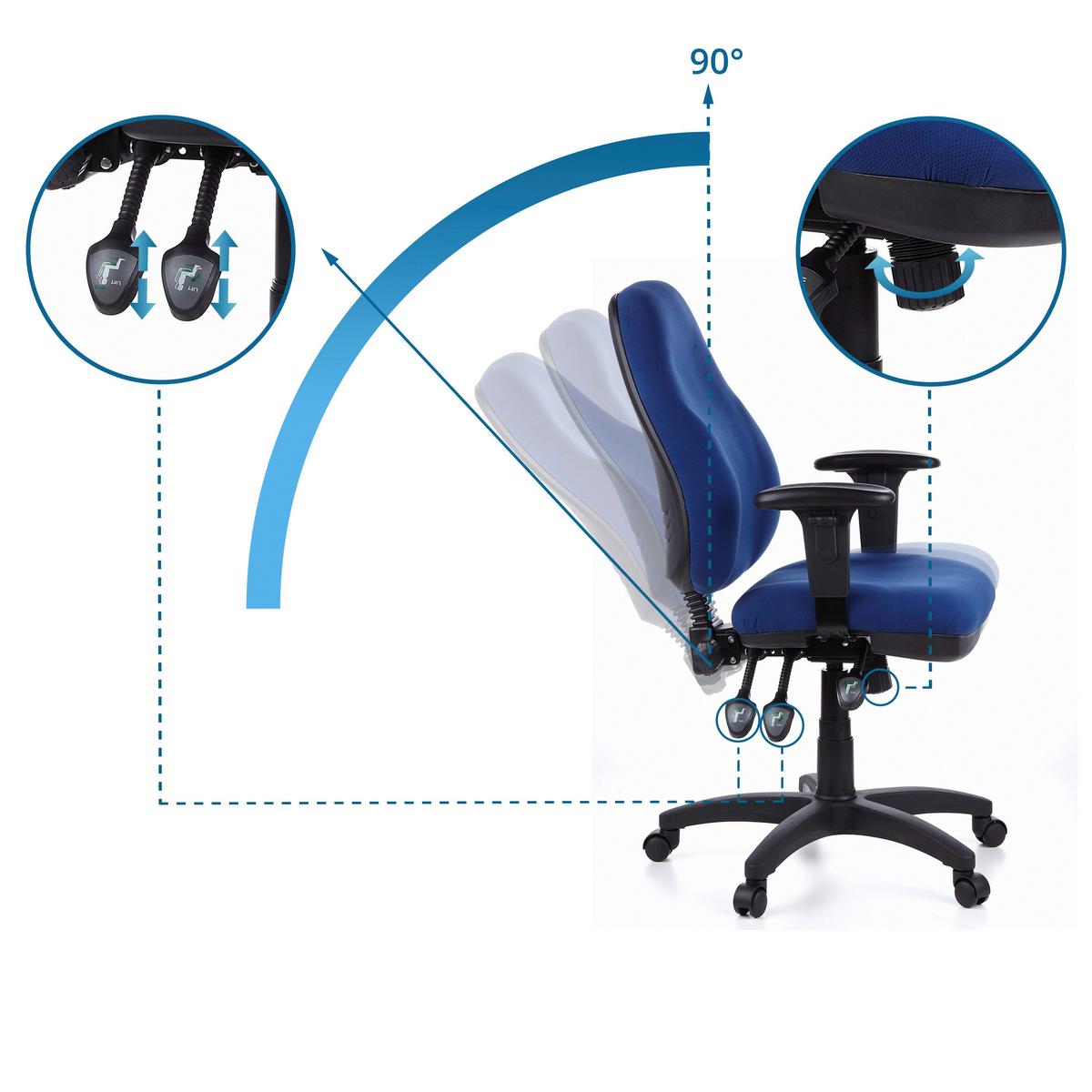 Bürostuhl Zenit Pro Blau/schwarz Bis 120 Kg - Blau/Schwarz, Basics, Kunststoff/Textil (58/121/46cm) - MID.YOU