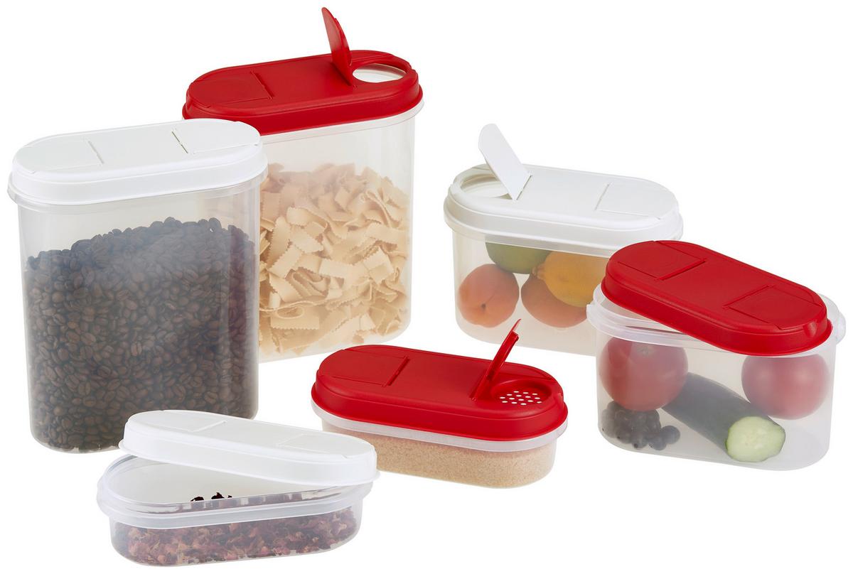 Schüttdose Lara ca. 1,1 L, Spülmaschinengeeignet - Transparent/Weiß, KONVENTIONELL, Kunststoff (9,4/18,7/12,3cm) - Plast Team