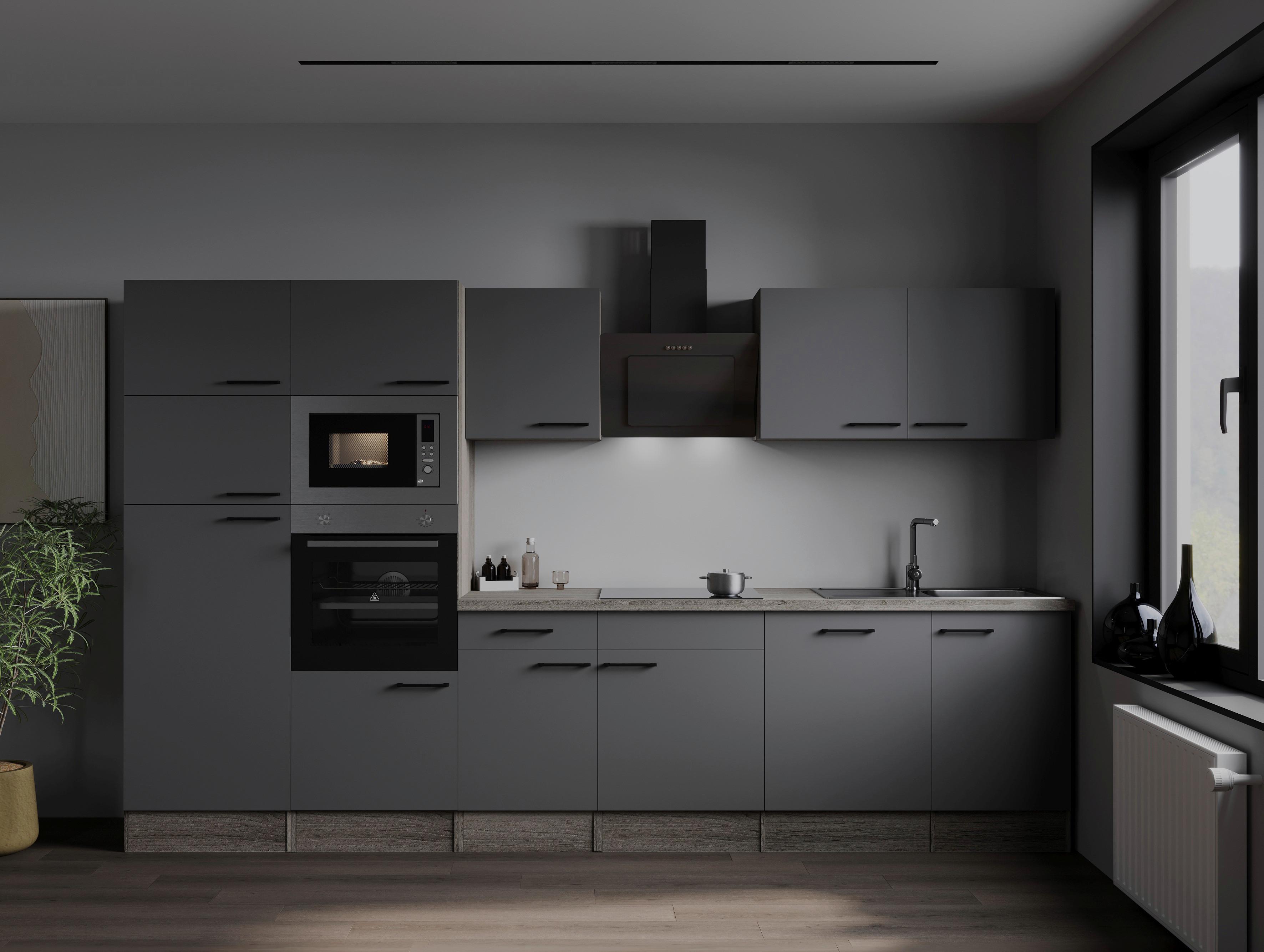 Küchenblock Oliver Grau, Eiche Dekor B: 340 Cm - Eichefarben/Eiche Artisan, Design, Holzwerkstoff (340cm) - Respekta