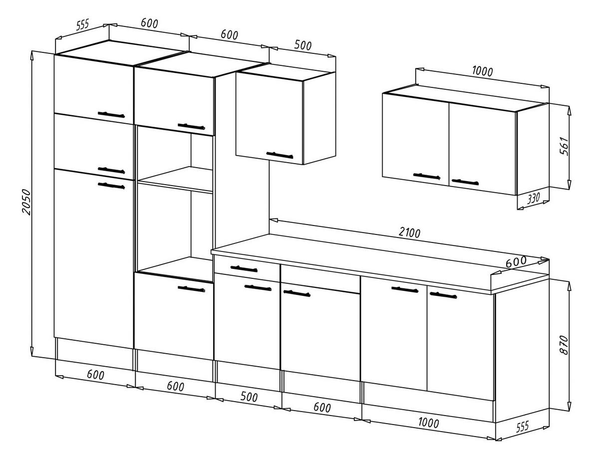 Küchenzeile Ohne Geräte B: 330 Cm Schwarz/eiche Dekor - Eichefarben/Schwarz, Basics, Holzwerkstoff (330cm) - Respekta