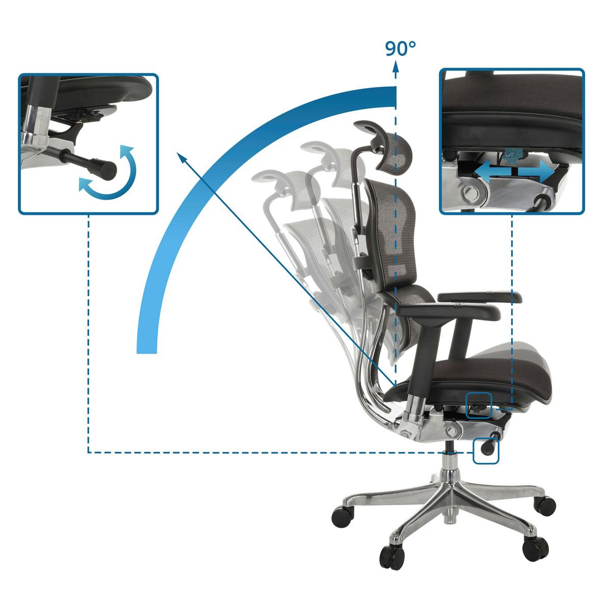 Drehstuhl Ergohuman Gen2 Schwarz B: 78 Cm - Silberfarben/Schwarz, MODERN, Kunststoff/Textil (78/117 - 136/64cm) - MID.YOU