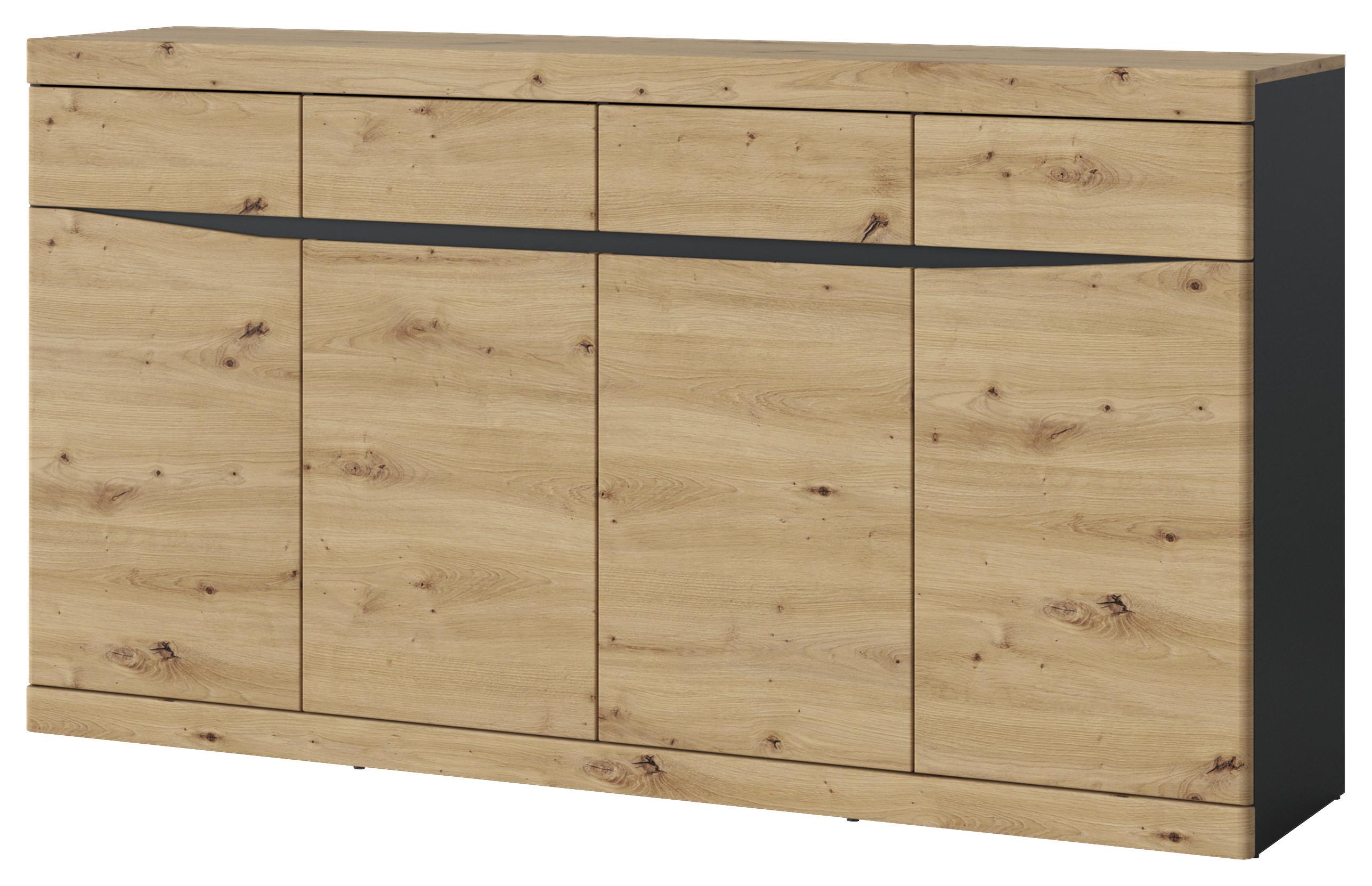 Kommode Turino Eiche Artisan Dekor/Anthrazit B: 168 cm - Anthrazit/Schwarz, Trend, Holzwerkstoff (168/92,1/39,9cm)