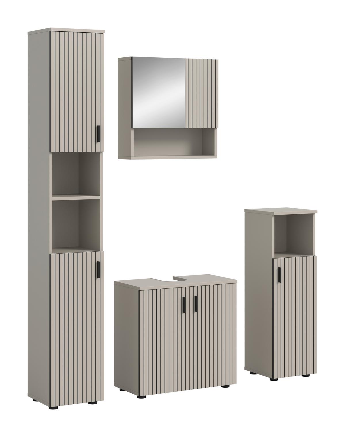 Badezimmer Mone Kaschmir B: 120cm - Kaschmir/Schwarz, Trend, Glas/Holzwerkstoff (120cm) - MID.YOU