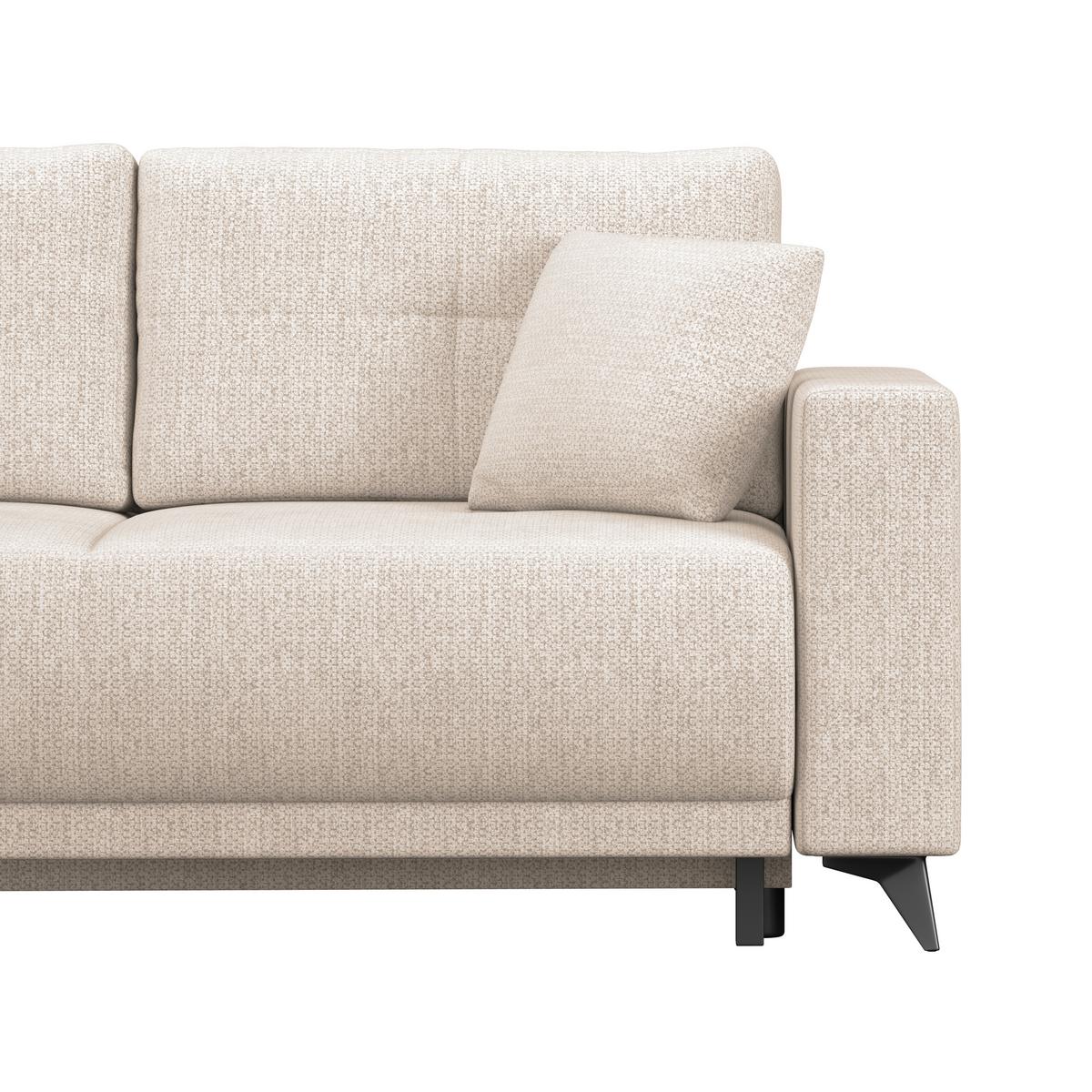 Ecksofa mit Schlaffunktion & Bettkasten Texas Beige - Beige/Schwarz, KONVENTIONELL, Holz (203/259cm)