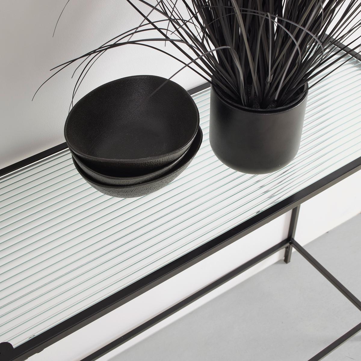 Konzolový stolek SHINE -EXKLUSIV- - černá/průhledné, Moderní, kov/sklo (80/70/30cm)